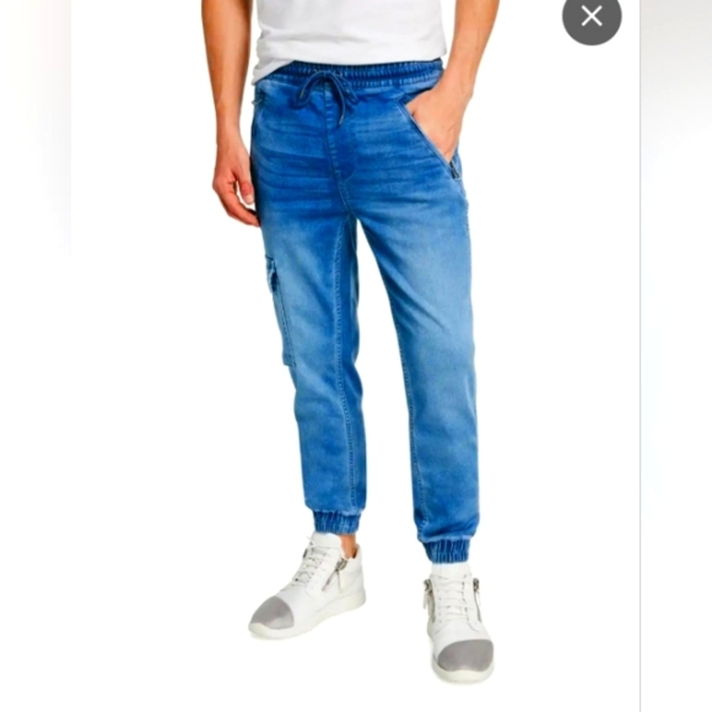JOE'S Men's Slim Fit Drop Yoke Cargo Jogger Jeans - Light Indigo Size XL